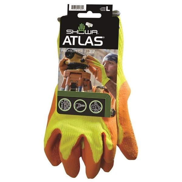 Showa Atlas Glove Rubber W/Yelo Shell Lg 317L-09.RT